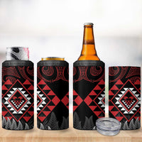 Aotearoa Kiwi Taniko 4 in 1 Can Cooler Tumbler Silver Fern With Maori Koru Pattern LT14 - Polynesian Pride