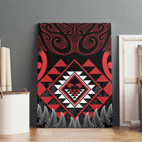 Aotearoa Kiwi Taniko Canvas Wall Art Silver Fern With Maori Koru Pattern LT14 - Polynesian Pride