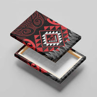 Aotearoa Kiwi Taniko Canvas Wall Art Silver Fern With Maori Koru Pattern LT14 - Polynesian Pride