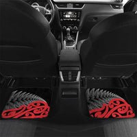Aotearoa Kiwi Taniko Car Mats Silver Fern With Maori Koru Pattern LT14 Set 2pcs - Back Red - Polynesian Pride