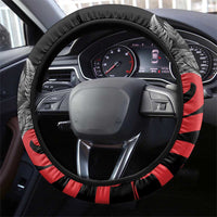 Aotearoa Kiwi Taniko Steering Wheel Cover Silver Fern With Maori Koru Pattern LT14 - Polynesian Pride