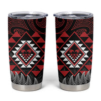 Aotearoa Kiwi Taniko Tumbler Cup Silver Fern With Maori Koru Pattern LT14 Red - Polynesian Pride