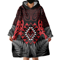 Aotearoa Kiwi Taniko Wearable Blanket Hoodie Silver Fern With Maori Koru Pattern LT14 - Polynesian Pride