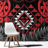 Aotearoa Kiwi Taniko Window Curtain Silver Fern With Maori Koru Pattern LT14 - Polynesian Pride