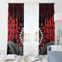 Aotearoa Kiwi Taniko Window Curtain Silver Fern With Maori Koru Pattern LT14 - Polynesian Pride