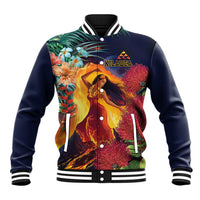 Hawaii Kilauea Big Islands Baseball Jacket Pele Goddess With Tropical Flowers LT14 Unisex Art - Polynesian Pride