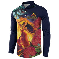 Hawaii Kilauea Big Islands Button Sweatshirt Pele Goddess With Tropical Flowers LT14 - Polynesian Pride