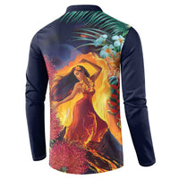 Hawaii Kilauea Big Islands Button Sweatshirt Pele Goddess With Tropical Flowers LT14 - Polynesian Pride