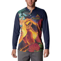 Hawaii Kilauea Big Islands Button Sweatshirt Pele Goddess With Tropical Flowers LT14 - Polynesian Pride