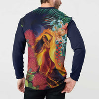 Hawaii Kilauea Big Islands Button Sweatshirt Pele Goddess With Tropical Flowers LT14 - Polynesian Pride