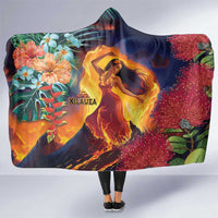 Hawaii Kilauea Big Islands Hooded Blanket Pele Goddess With Tropical Flowers LT14 One Size Art - Polynesian Pride