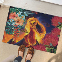 Hawaii Kilauea Big Islands Rubber Doormat Pele Goddess With Tropical Flowers LT14 - Polynesian Pride