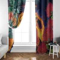 Hawaii Kilauea Big Islands Window Curtain Pele Goddess With Tropical Flowers LT14 - Polynesian Pride