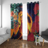 Hawaii Kilauea Big Islands Window Curtain Pele Goddess With Tropical Flowers LT14 With Grommets Art - Polynesian Pride