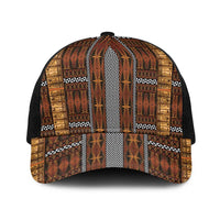 Malo e Lelei Tonga Baseball Net Cap Tongan Ngatu Tapa Cloth LT14 One Size Black Orange - Polynesian Pride