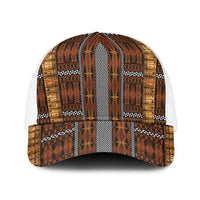 Malo e Lelei Tonga Baseball Net Cap Tongan Ngatu Tapa Cloth LT14 One Size White Orange - Polynesian Pride