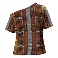 Malo e Lelei Tonga Cross Shoulder Shirt Tongan Ngatu Tapa Cloth LT14 - Polynesian Pride