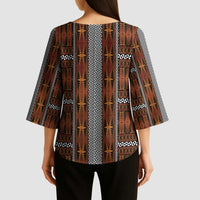 Malo e Lelei Tonga Kimono Sleeve Blouse Tongan Ngatu Tapa Cloth LT14 - Polynesian Pride