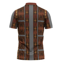 Malo e Lelei Tonga Zipper Polo Shirt Tongan Ngatu Tapa Cloth LT14 - Polynesian Pride