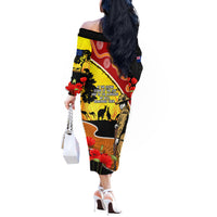 New Zealand And Australia ANZAC Day Off The Shoulder Long Sleeve Dress Aboriginal Maori Starring Night Style LT14 - Polynesian Pride