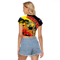 New Zealand And Australia ANZAC Day Raglan Cropped T Shirt Aboriginal Maori Starring Night Style LT14 - Polynesian Pride