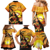 Aloha Hawaii Women's Day Family Matching Mermaid Dress and Hawaiian Shirt Hula Girl With Sunset Vibes LT14 - Polynesian Pride