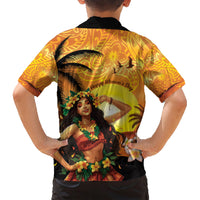 Aloha Hawaii Women's Day Family Matching Short Sleeve Bodycon Dress and Hawaiian Shirt Hula Girl With Sunset Vibes LT14 - Polynesian Pride