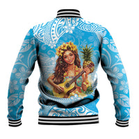 Aloha Hawaii Women's Day Baseball Jacket Hula Girl With Ukulele Tropical Style LT14 - Polynesian Pride