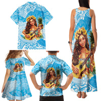 Aloha Hawaii Women's Day Family Matching Tank Maxi Dress and Hawaiian Shirt Hula Girl With Ukulele Tropical Style LT14 - Polynesian Pride