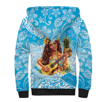 Aloha Hawaii Women's Day Sherpa Hoodie Hula Girl With Ukulele Tropical Style LT14 - Polynesian Pride
