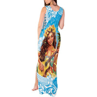 Aloha Hawaii Women's Day Tank Maxi Dress Hula Girl With Ukulele Tropical Style LT14 - Polynesian Pride