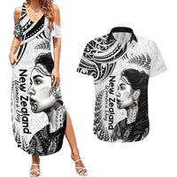 New Zealand Women's Day Couples Matching Summer Maxi Dress and Hawaiian Shirt Aotearoa Kia Whakapumau Te Mana Wahine LT14 White - Polynesian Pride