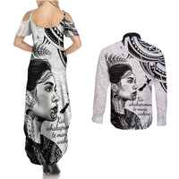 New Zealand Women's Day Couples Matching Summer Maxi Dress and Long Sleeve Button Shirt Aotearoa Kia Whakapumau Te Mana Wahine LT14 - Polynesian Pride