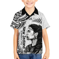 New Zealand Women's Day Family Matching Off Shoulder Long Sleeve Dress and Hawaiian Shirt Aotearoa Kia Whakapumau Te Mana Wahine LT14 Son's Shirt White - Polynesian Pride