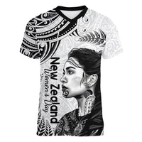 New Zealand Women's Day Women V Neck T Shirt Aotearoa Kia Whakapumau Te Mana Wahine LT14 Female White - Polynesian Pride