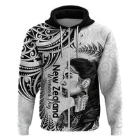 New Zealand Women's Day Zip Hoodie Aotearoa Kia Whakapumau Te Mana Wahine LT14 Zip Hoodie White - Polynesian Pride