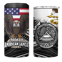 Talofa American Samoa Flag Day 4 in 1 Can Cooler Tumbler Bald Eagle Polynesian Tattoo LT14 One Size: 16 oz Black - Polynesian Pride