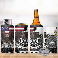 Talofa American Samoa Flag Day 4 in 1 Can Cooler Tumbler Bald Eagle Polynesian Tattoo LT14 - Polynesian Pride