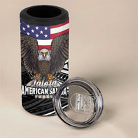 Talofa American Samoa Flag Day 4 in 1 Can Cooler Tumbler Bald Eagle Polynesian Tattoo LT14 - Polynesian Pride