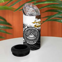 Talofa American Samoa Flag Day 4 in 1 Can Cooler Tumbler Bald Eagle Polynesian Tattoo LT14 - Polynesian Pride