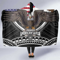 Talofa American Samoa Flag Day Hooded Blanket Bald Eagle Polynesian Tattoo LT14 One Size Black - Polynesian Pride