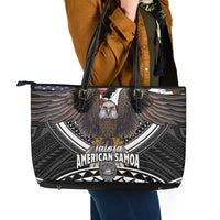 Talofa American Samoa Flag Day Leather Tote Bag Bald Eagle Polynesian Tattoo LT14 - Polynesian Pride