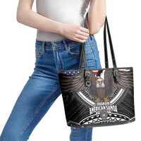Talofa American Samoa Flag Day Leather Tote Bag Bald Eagle Polynesian Tattoo LT14 - Polynesian Pride