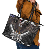 Talofa American Samoa Flag Day Leather Tote Bag Bald Eagle Polynesian Tattoo LT14 - Polynesian Pride