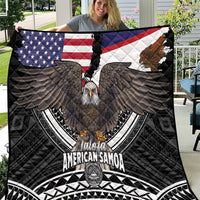 Talofa American Samoa Flag Day Quilt Bald Eagle Polynesian Tattoo LT14 Black - Polynesian Pride