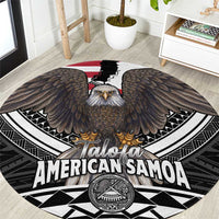 Talofa American Samoa Flag Day Round Carpet Bald Eagle Polynesian Tattoo LT14 Black - Polynesian Pride