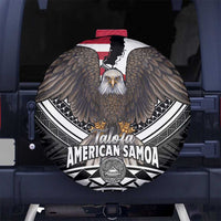 Talofa American Samoa Flag Day Spare Tire Cover Bald Eagle Polynesian Tattoo LT14 No hole Black - Polynesian Pride