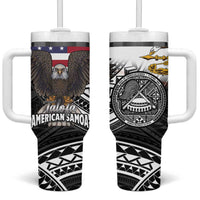 Talofa American Samoa Flag Day Tumbler With Handle Bald Eagle Polynesian Tattoo LT14 One Size: 40 oz Black - Polynesian Pride