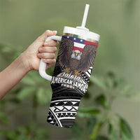 Talofa American Samoa Flag Day Tumbler With Handle Bald Eagle Polynesian Tattoo LT14 - Polynesian Pride