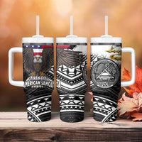 Talofa American Samoa Flag Day Tumbler With Handle Bald Eagle Polynesian Tattoo LT14 - Polynesian Pride